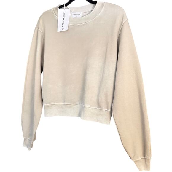 Cotton Citizen Milan French Terry Crewneck –Sand Sz S 100% Cotton Made USA NWT - Picture 5 of 13